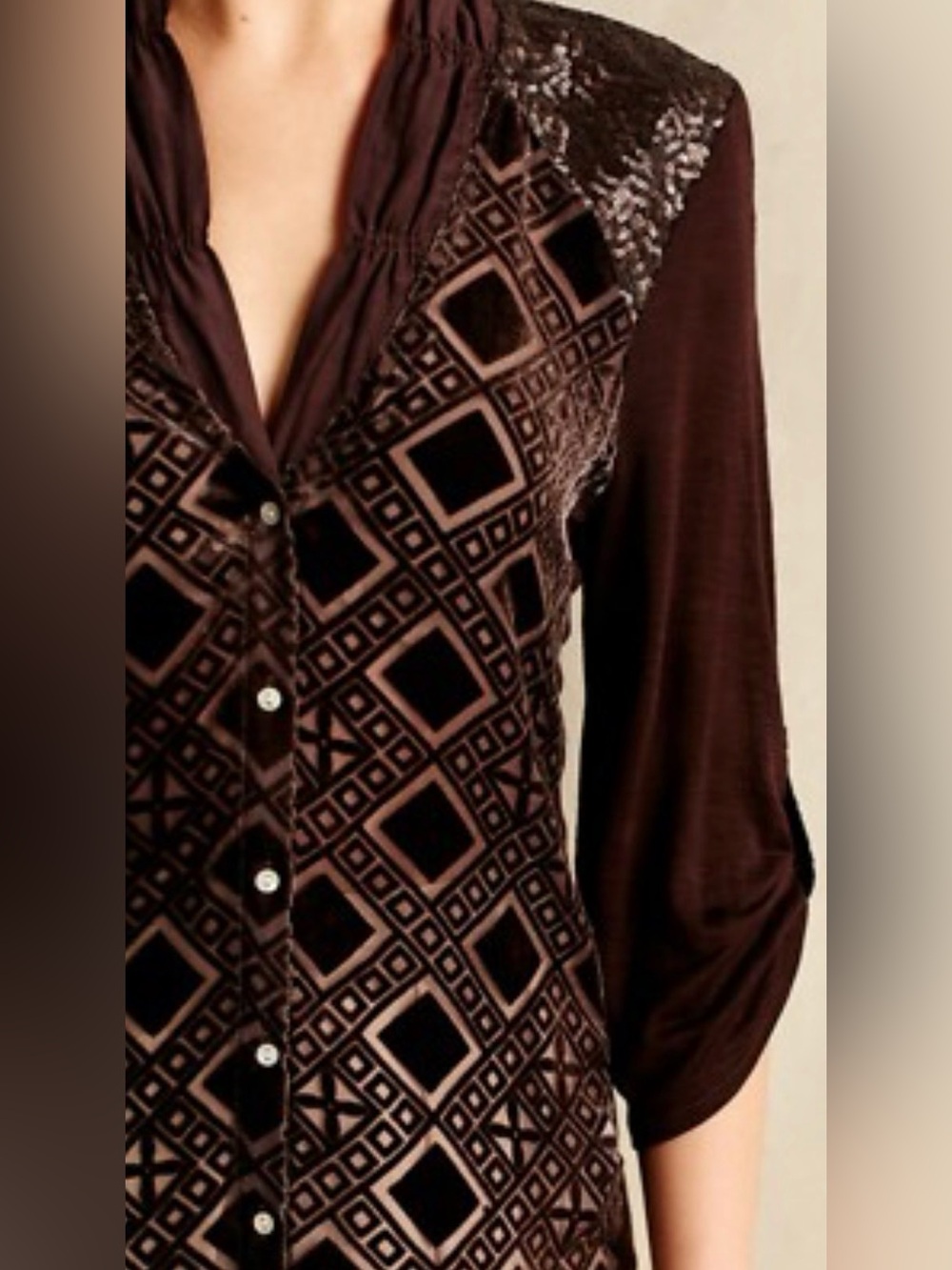 Tiny Leighton Velvet Buttondown Blouse Size XL